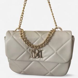 Badgley Mischka Cream Quilted Crossbody Bag